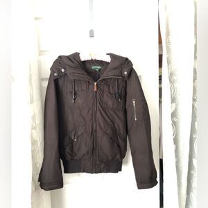 Lauren Ralph Lauren Hooded Down puffer Jacket Coat no faux fur on hoodie sz XS